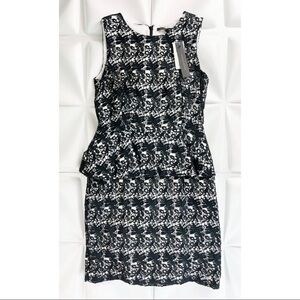 Cynthia Steffe Sz 10 Black Crochet Lace Peplum Sheath Pencil Dress NEW